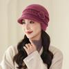 Rabbit Fur Hat Middle-aged and Elderly Thickened Knitted Wool Hat Winter Warm Velvet Mother Old Lady Ear Hat