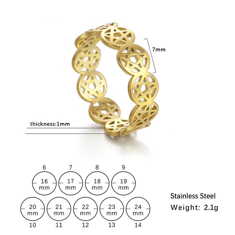Rose Gold Pentagram Hollow Out Ring For Women Small Personalized Finger Ring Fashionable Exquisite Jewelry