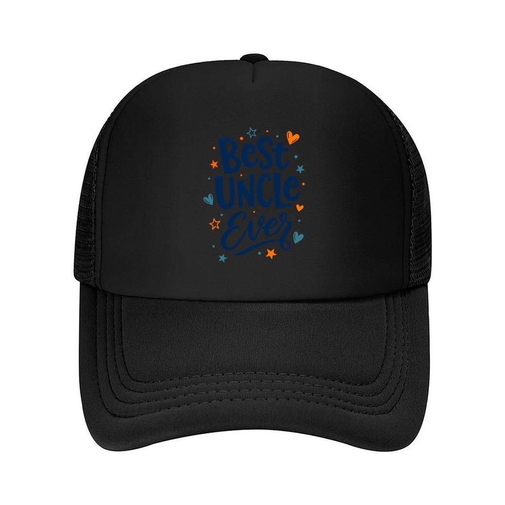 Playful Best Uncle Ever Lettering Mesh Baseball Cap Polyester Forward Observations Hat Adjustable Golf Hat Summer
