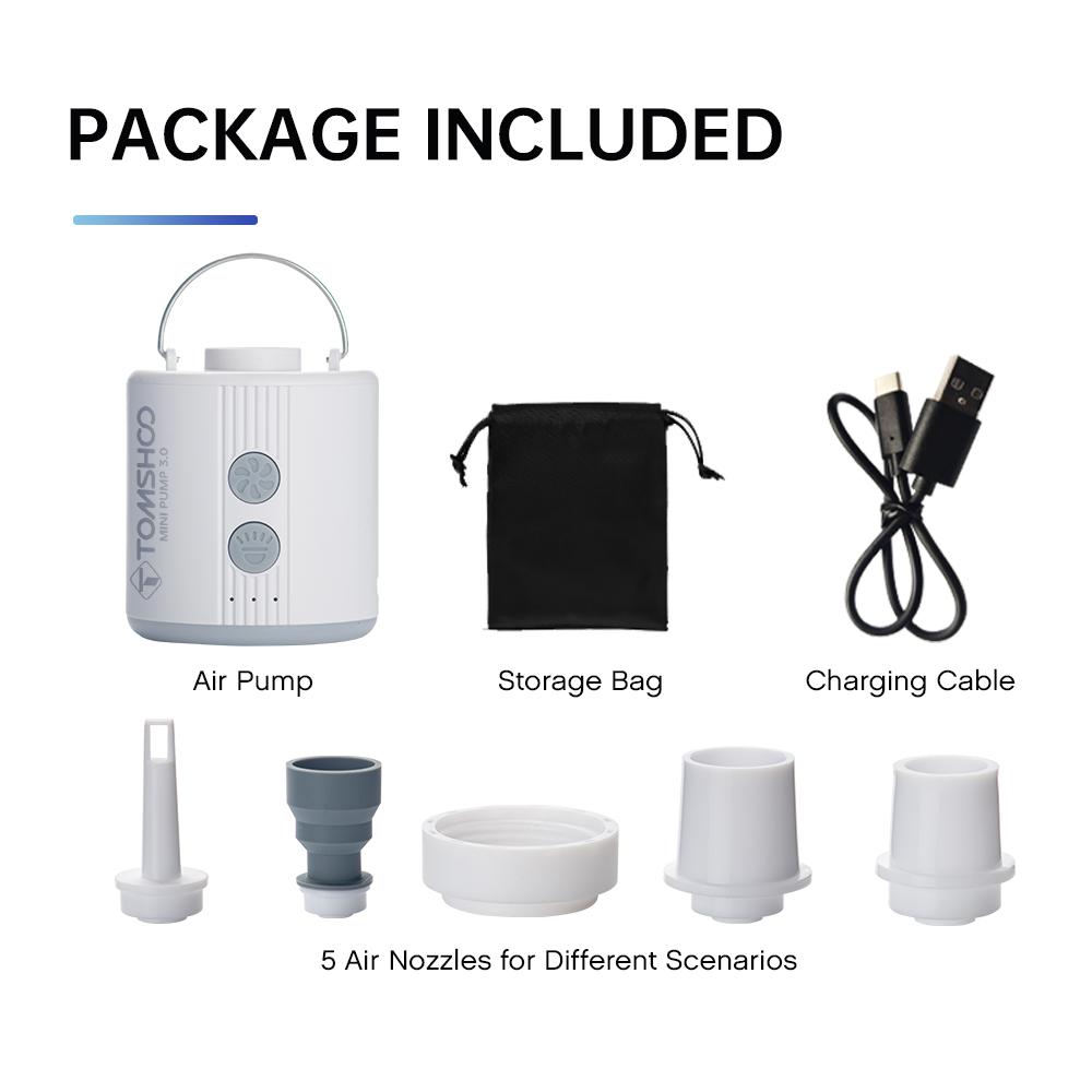 TOMSHOO Портативный электрический воздушный насос со светодиодной подсветкой, перезаряжаемый мини-инфлятор для плавательного бассейна