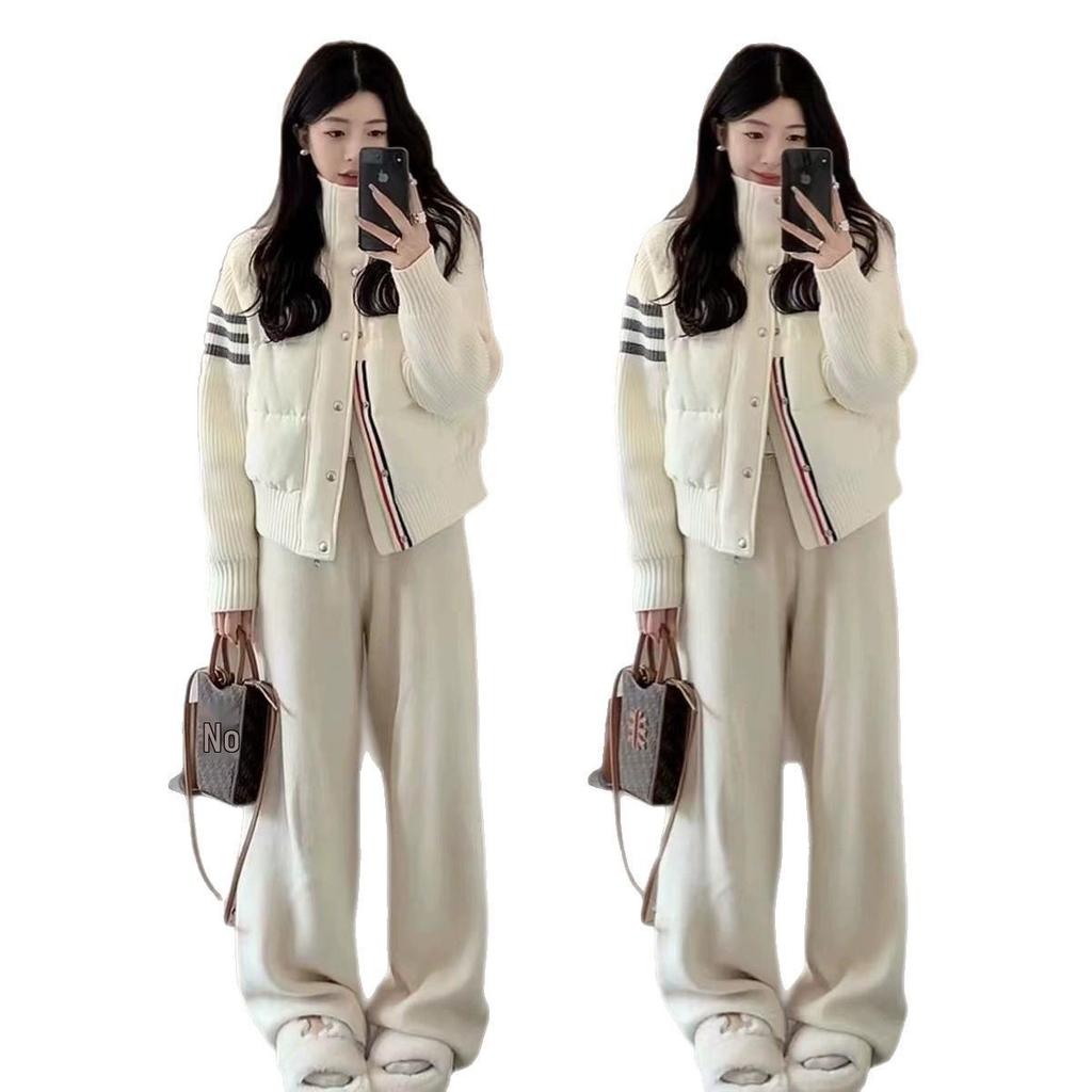 Женская зимняя трикотажная куртка из шенилла и хлопка премиум-класса со стойкой