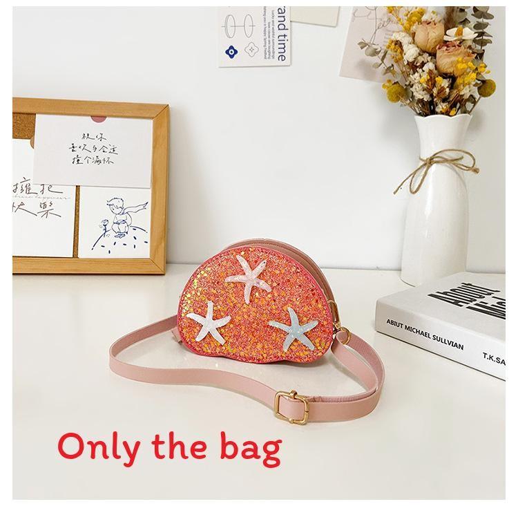 Childrens Cartoon Starfish Sequin Shoulder Bag With Zipper Pocket For Daily Use