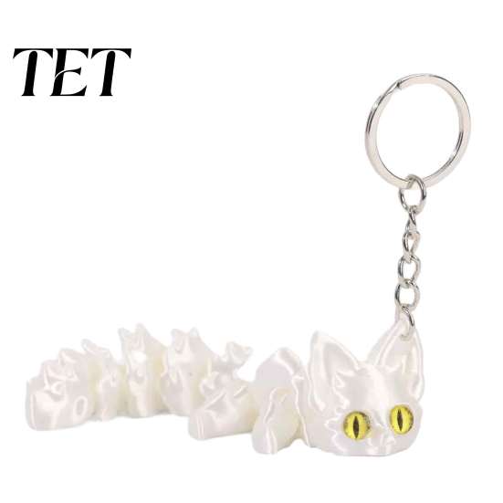 Cute Backpack Accessory 3D Printed Articulated Fox Keychain, Flexible Joint Animal Pendant with Metal Keychain Key Ring, Creative Desk Figurine