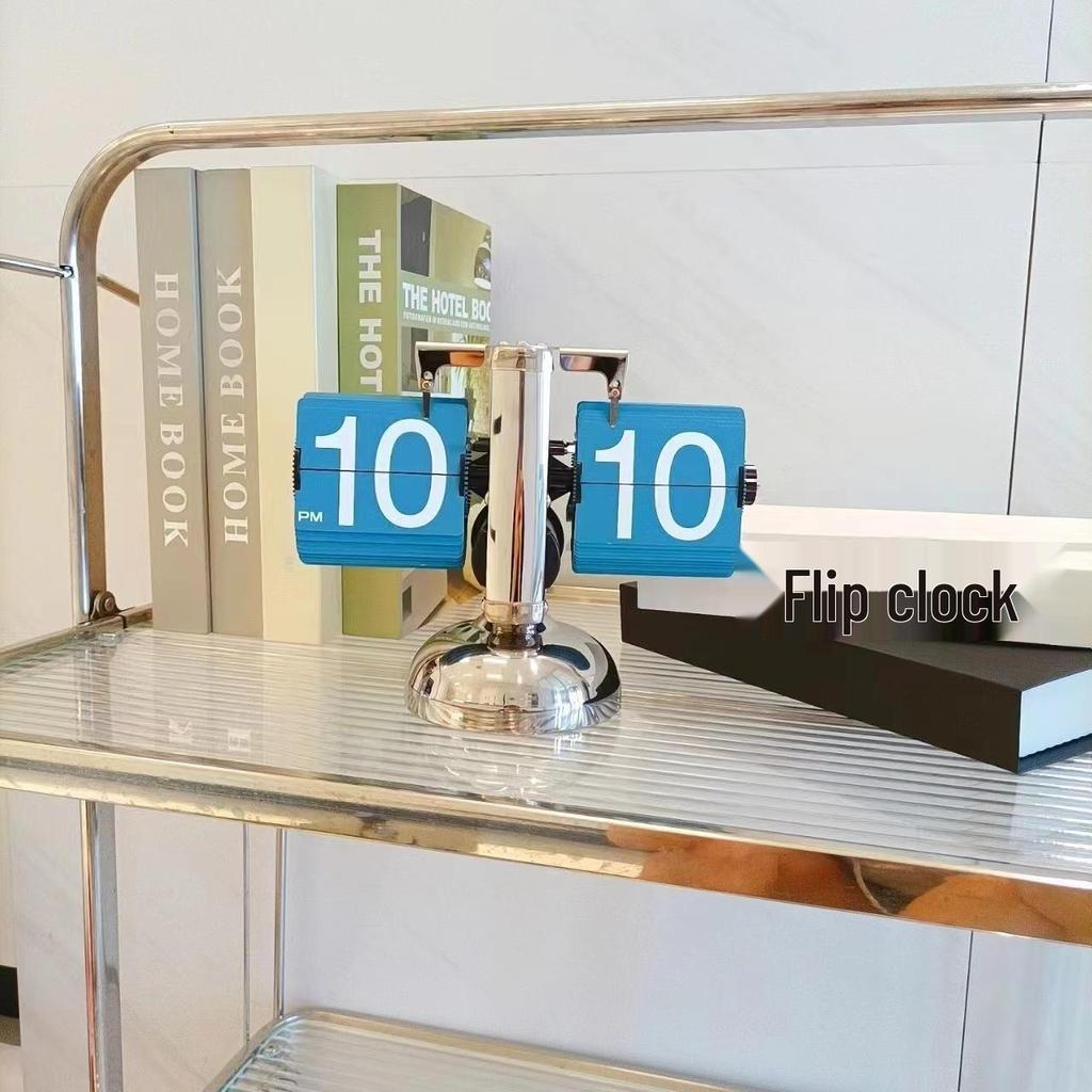 Creative Retro Flip Clock - Modern Simple Design, Ingenious Single-Leg Balance for Living Room Decor