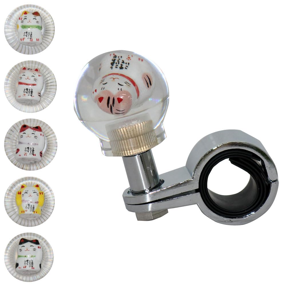 Truck Steering Wheel Spinner, Crystal, Maneki-neko Design, Red (Mad Max)