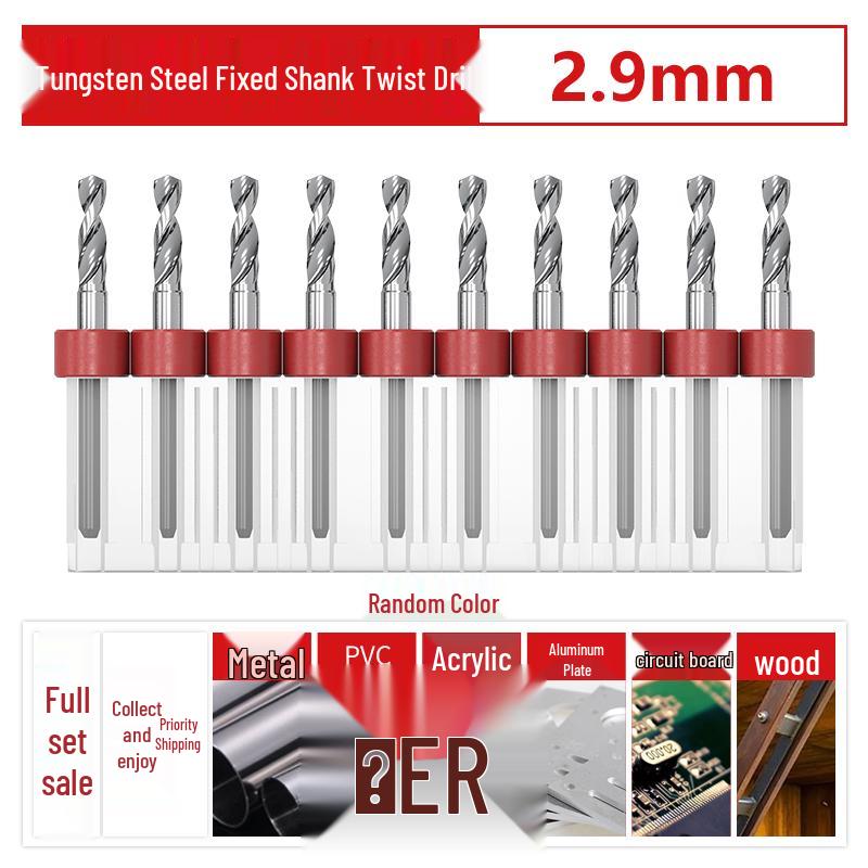 PCB Tungsten Steel Micro Twist Drill Set, 0.2-3.0mm, Fixed Shank