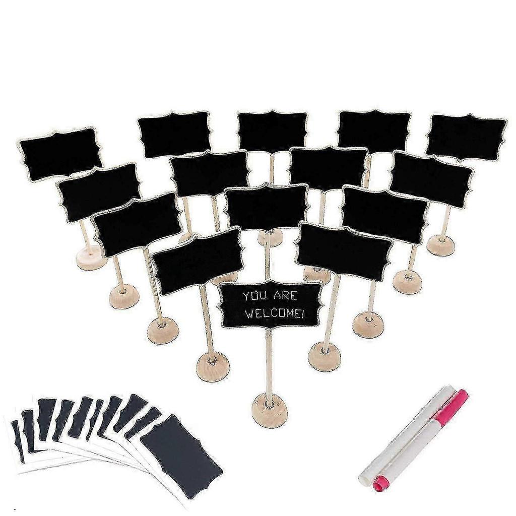 15Pcs Small Chalkboard Wooden Holder Signs Place Cards For Table Tags Signs fg2025031703144