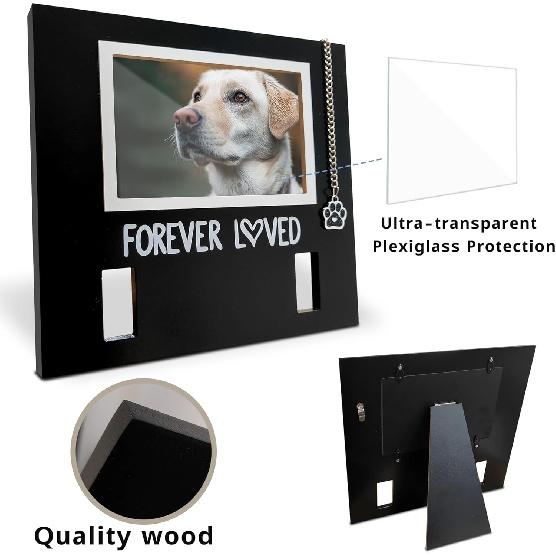 MYPAWLETS Dog/Cat Collar Memorial Frame with Paw Print Charm,Pet Loss Sympathy Gift,Pets Memorial Gift for Loss of Dog,Forever Loved Pet Keepsake