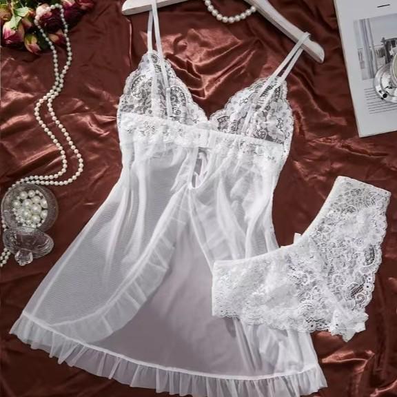 Женский сексуальный кружевной комплект пижамы-майки с V-образным вырезом - Многоцветное нижнее белье
