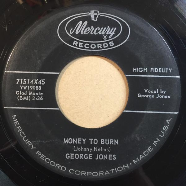7inch Record GEORGE JONES - Money To Burn / Big Harlan Taylor 7154X45 Mercury 1959 US Folk Used