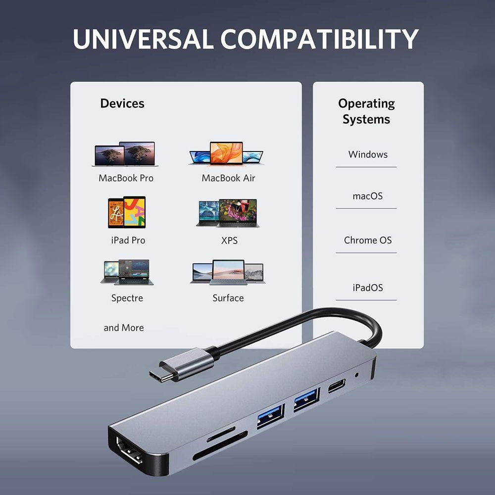 9-IN-1 Memory Card Reader Dock USB C Hub 4K HDMI Type-C Multiport Adapter