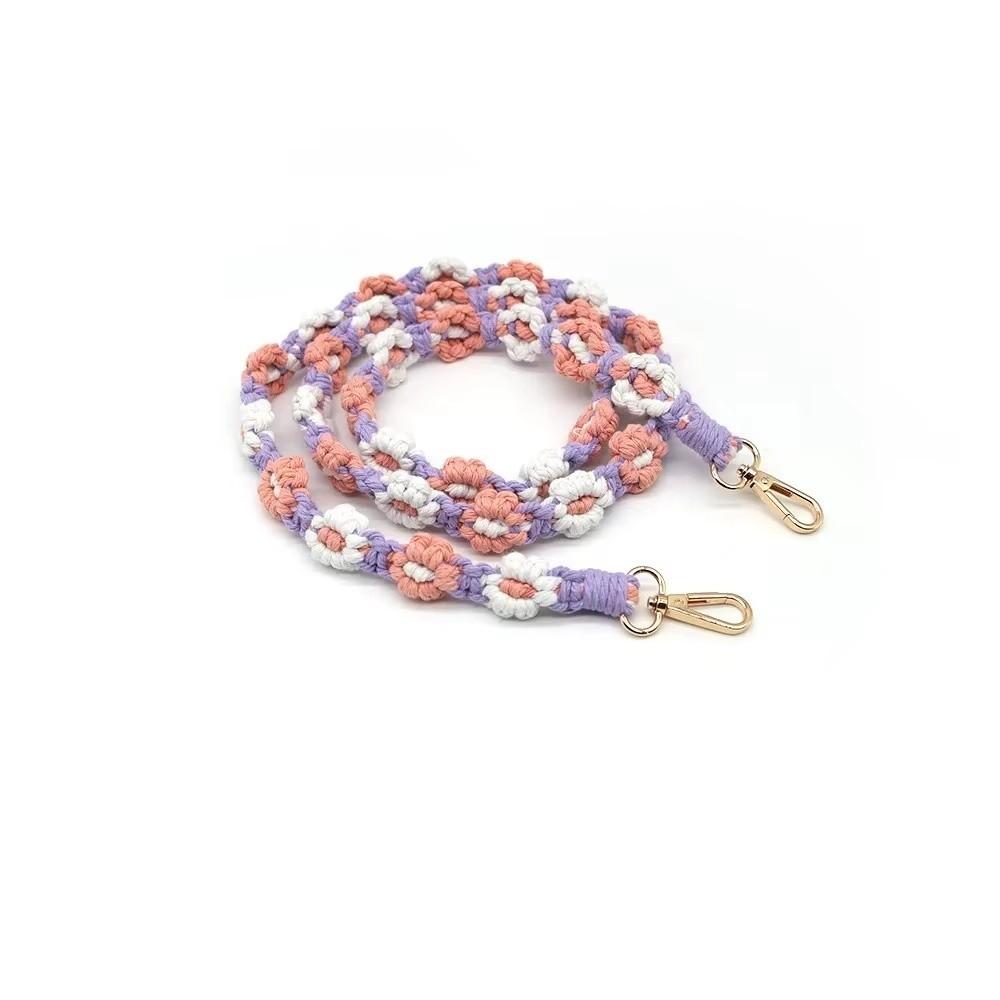 Cotton Mobile Phone Lanyard Daisy Macrame Keychain Hanging Strap Bag Hanging Rope Bag Accessories