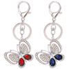 Shiny Rhinestone Hollowed Butterfly Pendant Keychain Keys Organizer Ring Decor