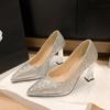 2024 Pointed High Heels 2024 New 2024 Shoes Women's Wedding Banquet Four Seasons Shallow Mouth Single Shoes