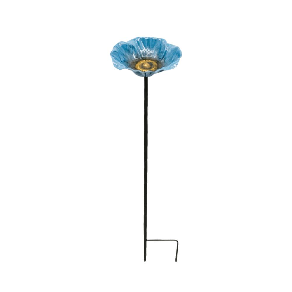 Flower Shaped Bird Bath Stand Metal Bird Water Dispenser Bird Bath Bowls Flower Garden Stake Patio