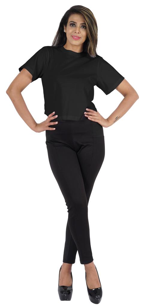 Inkmeso Short Sleeve Casual Cropped Tee For Womens Solid Crew Neck Crop Top