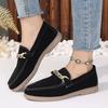 2024 New High Quality Women's Shoes Fashionable Solid Color Slip-On Mid-Toe Women's Flat Shoes Beaded Square Toe Flat Loafers