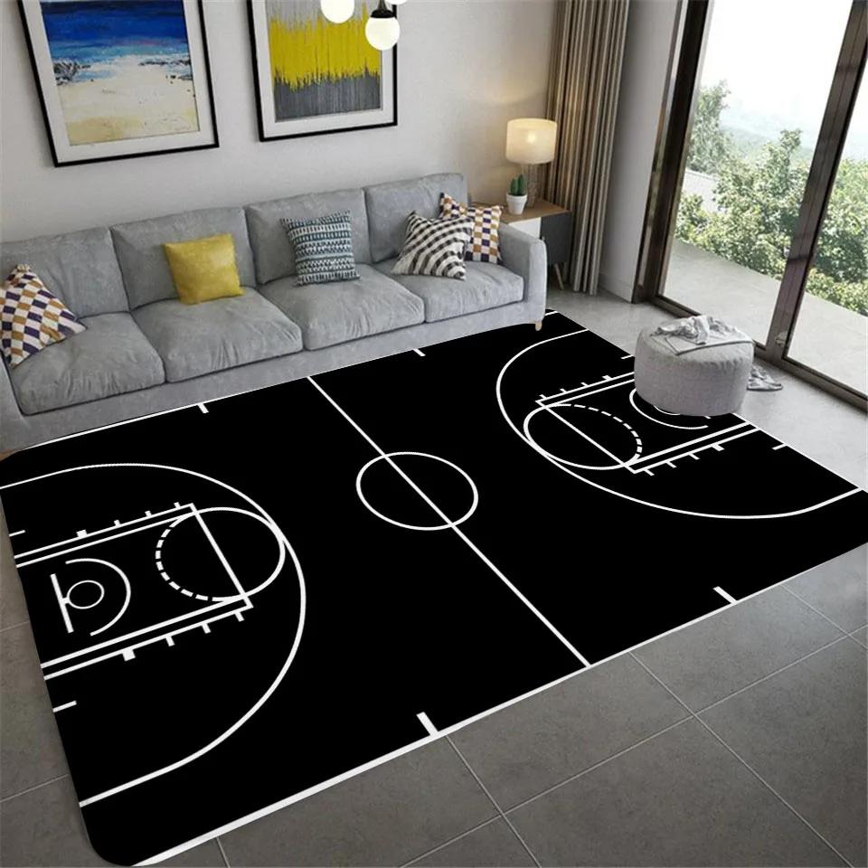 Basketball Court Carpet Basketball Area Rug for Bedroom Bedside Living Room Sofa Table Sport Theme Floor Mat Ball Games Doormat