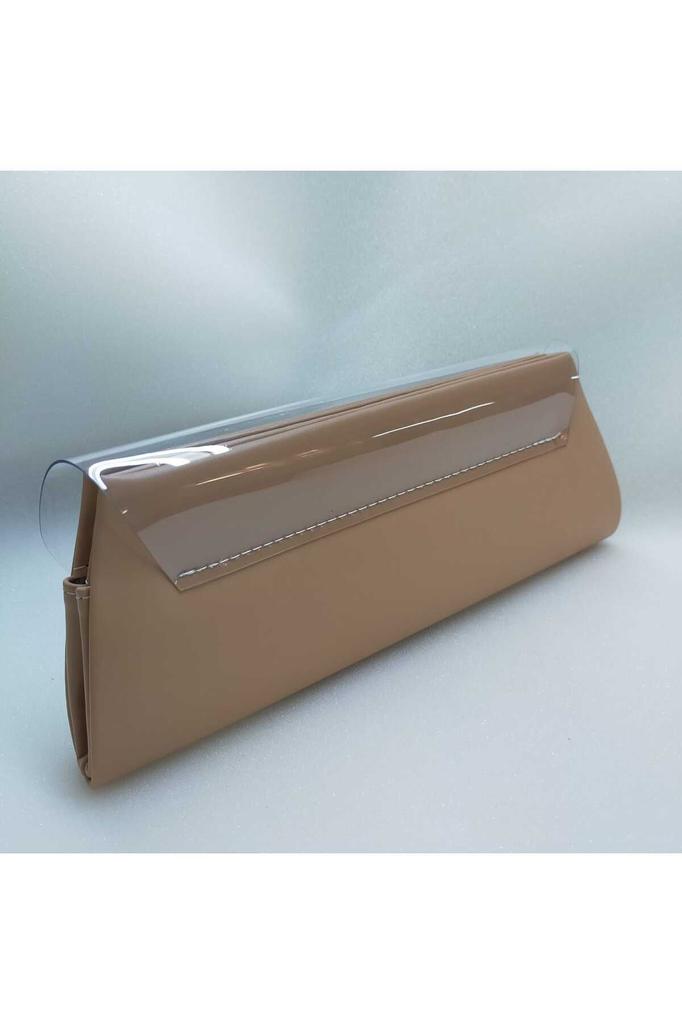 Women's Stylish and Useful Evening Dress Bag Nud Leather Leaf Stone Transparent Cover Evening Bag