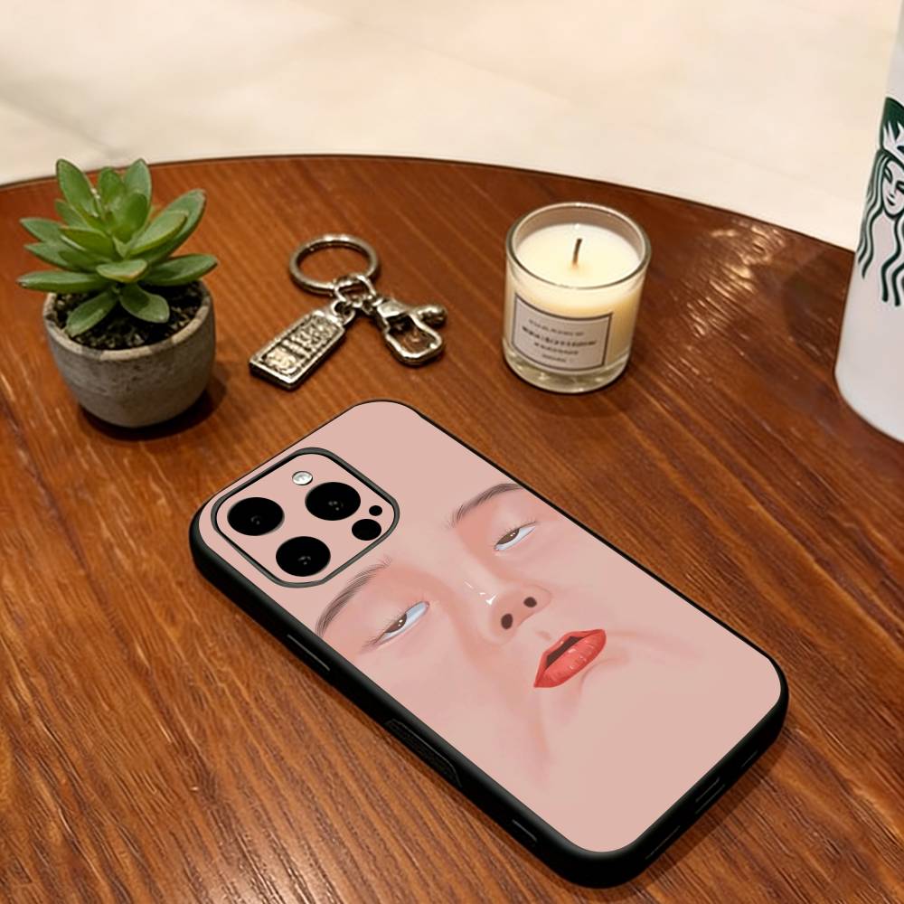 Чехол для телефона с абстрактным выражением лица Для iPhone 17, 16, 15, 14, 13, 12, 11 Plus, Pro Max, Другие Мягкий Черный Чехол