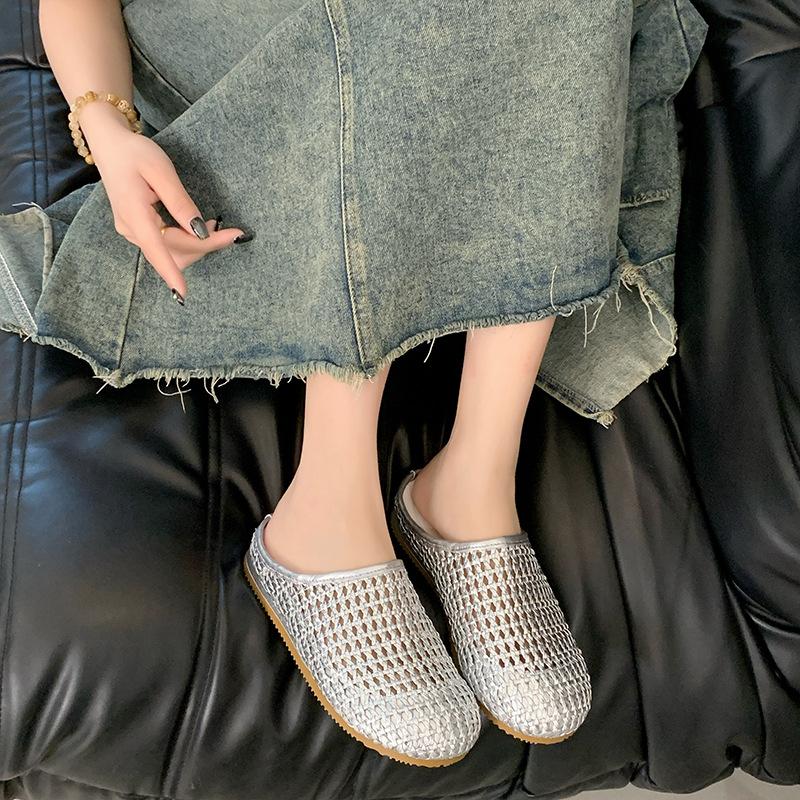 Retro Baotou Slippers Women's 2025 Spring Thick Bottom Hollow One Pedal Lazy Versatile Soft Bottom Casual Half-drag