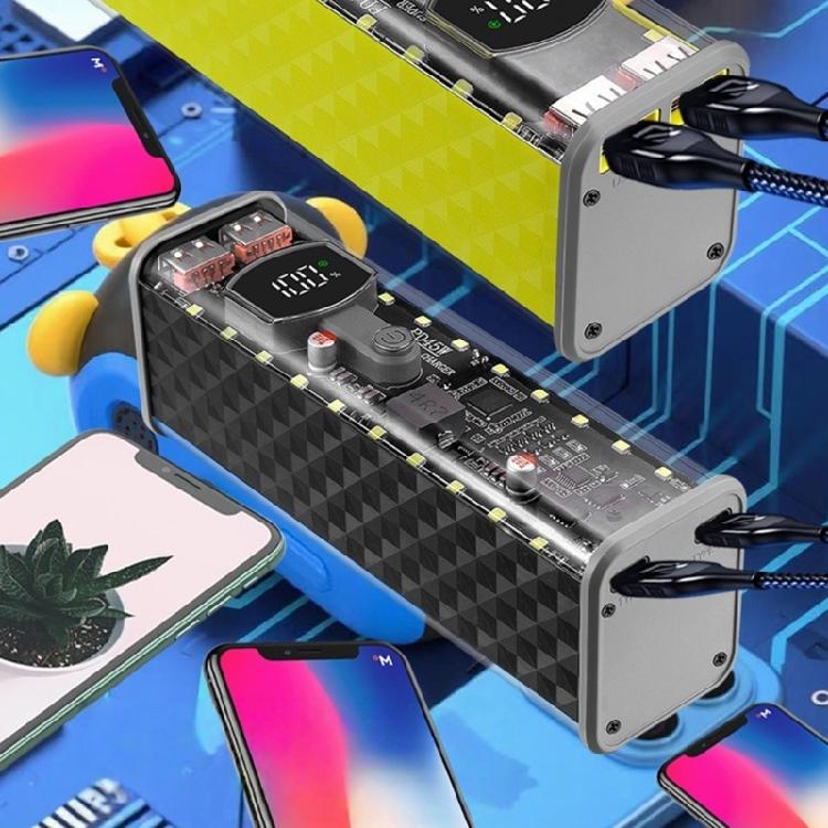 Светодиодная подсветка 45WPD Быстрая зарядка Батарейный отсек Держатель 8x18650 Прозрачный АБС Без пайки