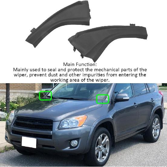 Front Wiper Side Cowl Extension Cover, Black Professional Exquisite Appearance 53866 42012 2PCS for 2006 To 2012