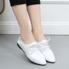 Весна Осень Туфли Медсестры Женские 2024 Новые Шнуровка Британский Стиль Простые Кожаные Балетки Плоские Повседневные Белые Туфли Женские
