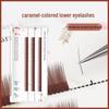 0.15 Caramel Color Flat Lash Lower Eyelash Extension, Japanese Single Strand, Double Tip, Soft Natural Dark Brown False Eyelashes