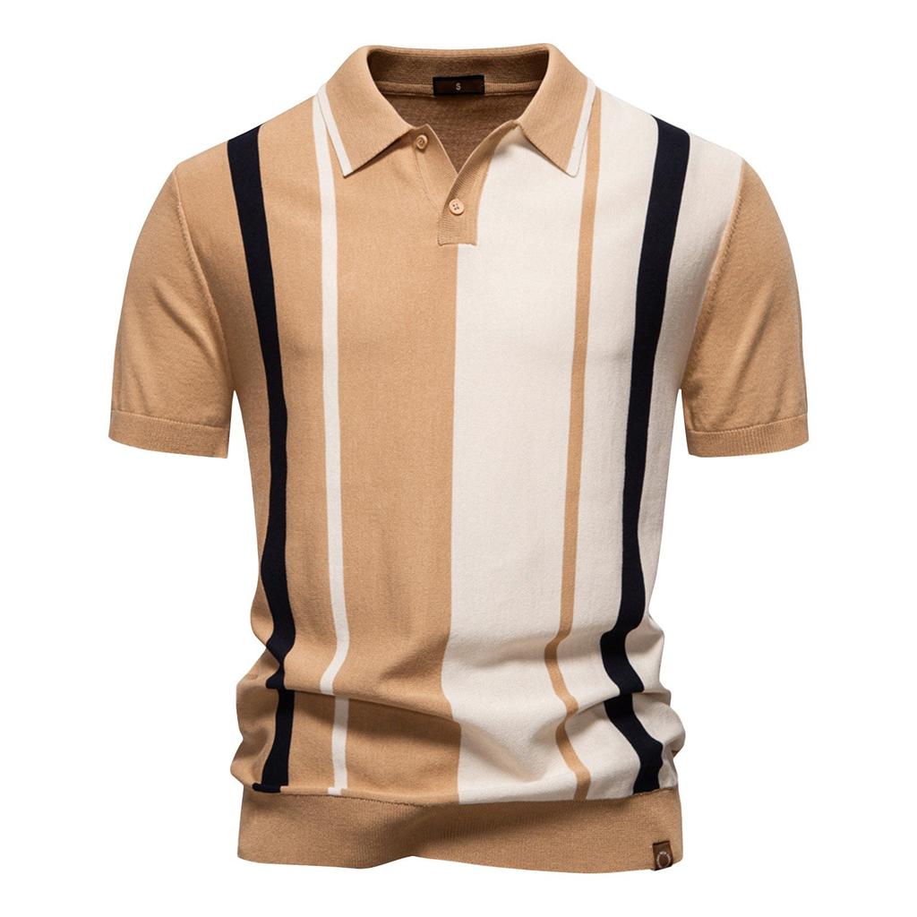 Men's Summer Striped Button Lapel Short Sleeve Top Men's Casual Fashion Shirt