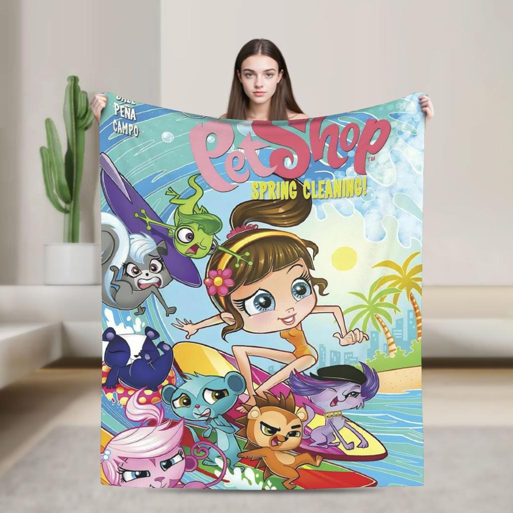 Теплое Мягкое Одеяло для Кемпинга Littlest Pet Shop Плед Фланелевое Покрывало для Улицы Новинка Чехол для Дивана-кровати