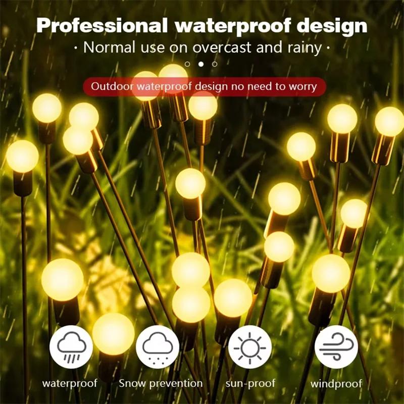 LED Solar Firefly Lawn Lights Outdoor Wind-Driven Garden Plug Lamp Waterproof for Yard Pathway Festival Christmas Decor Lighting