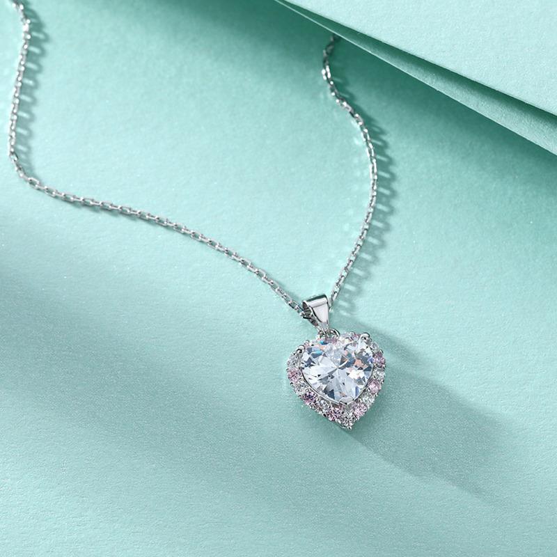 Bague Ringen Роскошный кулон из муассанита 2 карата для женщин с сертификатом Gra в форме сердца, сверкающее бриллиантовое ожерелье, однотонное серебро 925 пробы, ювелирные изделия