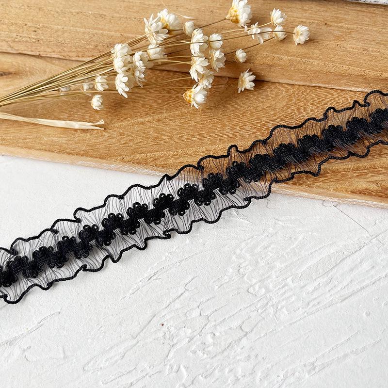 Черная кружевная органза для самостоятельного изготовления одежды и аксессуаров - украшение горловины и подола юбки