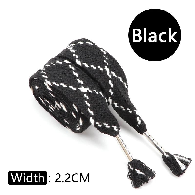 2,5 см плоские шнурки, расширенные, черные, белые, для кроссовок, кед, тапочек - 120 см / 140 см, декорации для шнурков