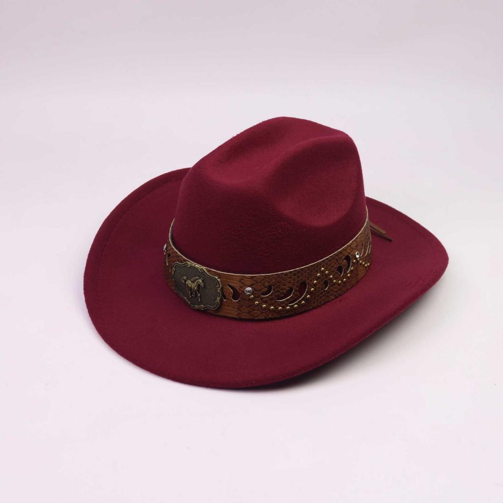 Neuer Western-Cowboy-Zylinder für Herren und Damen, Partner-Gentleman-Hut, mit Pferdekopdekoration, Jazzhut, Tibetisch