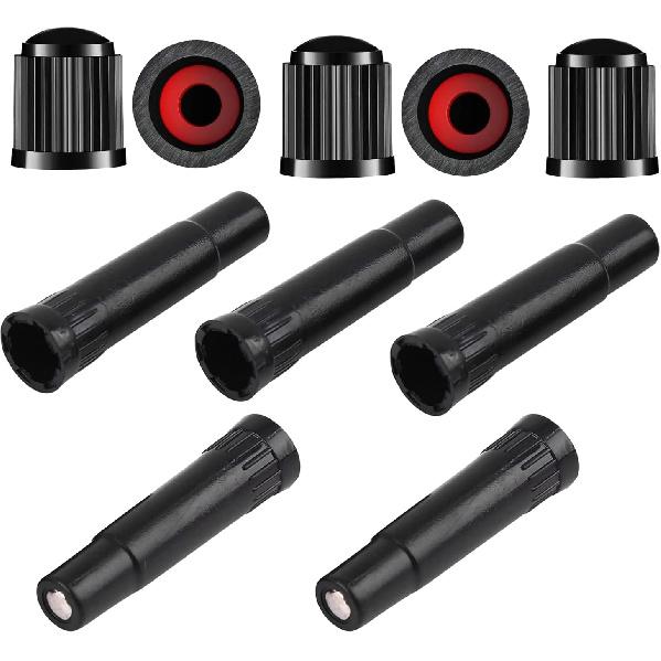 5 Pack Screw-on Valve Cap Stem Extension Extender Adapter + 5 Pack Universal Stem Covers Tire Valve Caps for Auto Car Wheel Bike Truck Motorcycle SUV