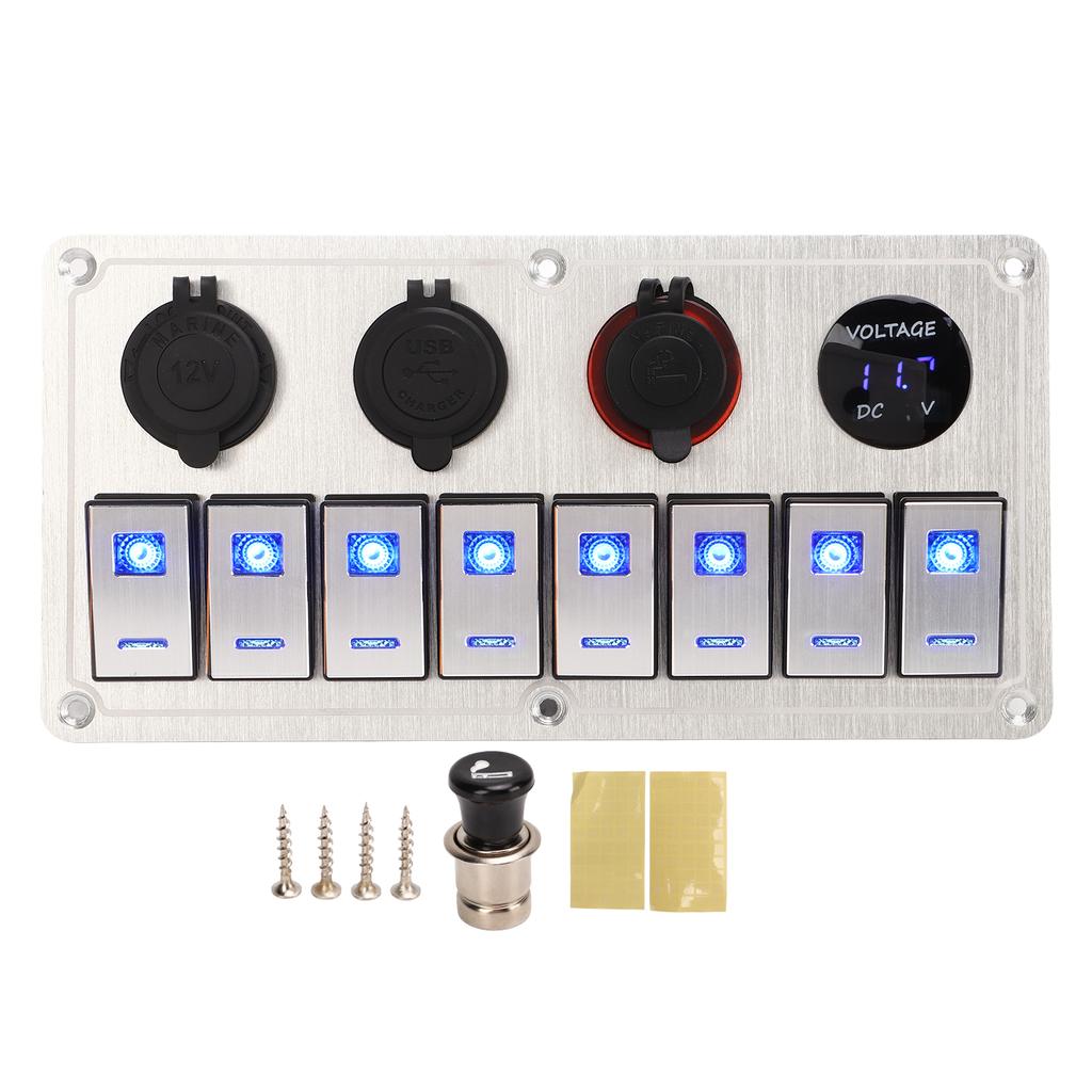 Панель тумблеров 8 клавиш 12-24В 5 контактов синяя подсветка тумблер вкл/выкл панель переключателей управления светом