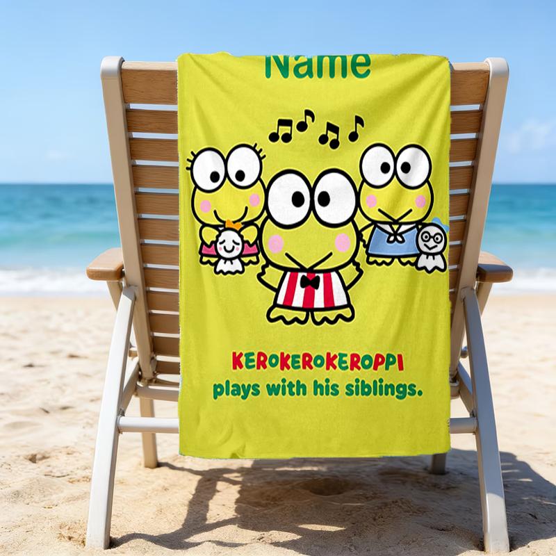 1pc Kuromi10 Beach Towel with Custom Name, Beach/Swimming/Bath/Picnic/Camping Towel, Suitable for Seaside Beaches