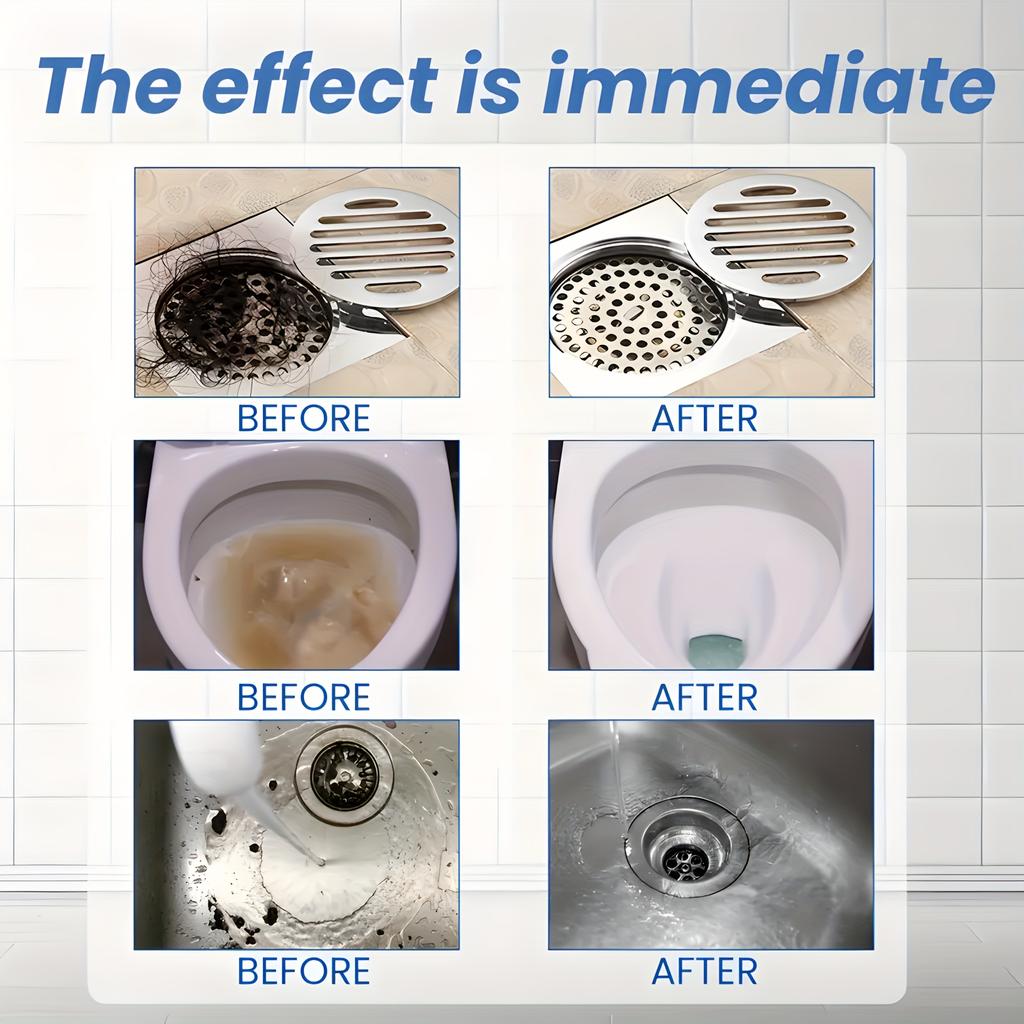 1 шт. Мгновенный очиститель сливов - Мощная формула для быстрой прочистки кухонных раковин, туалетов и труб