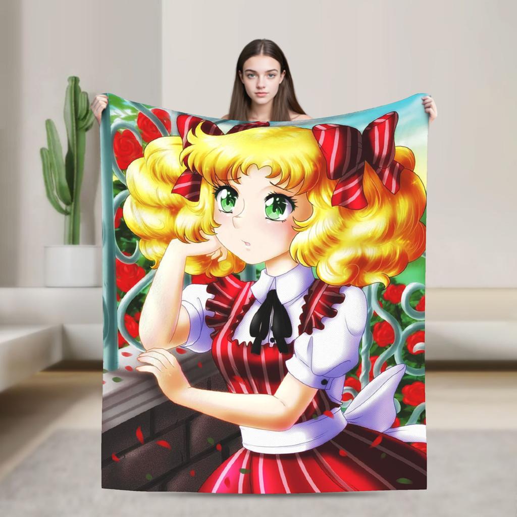 Candy Candy Anime Cartoon Fuzzy Blanket  Awesome Throw Blankets for Home 150*125cm Bedspread