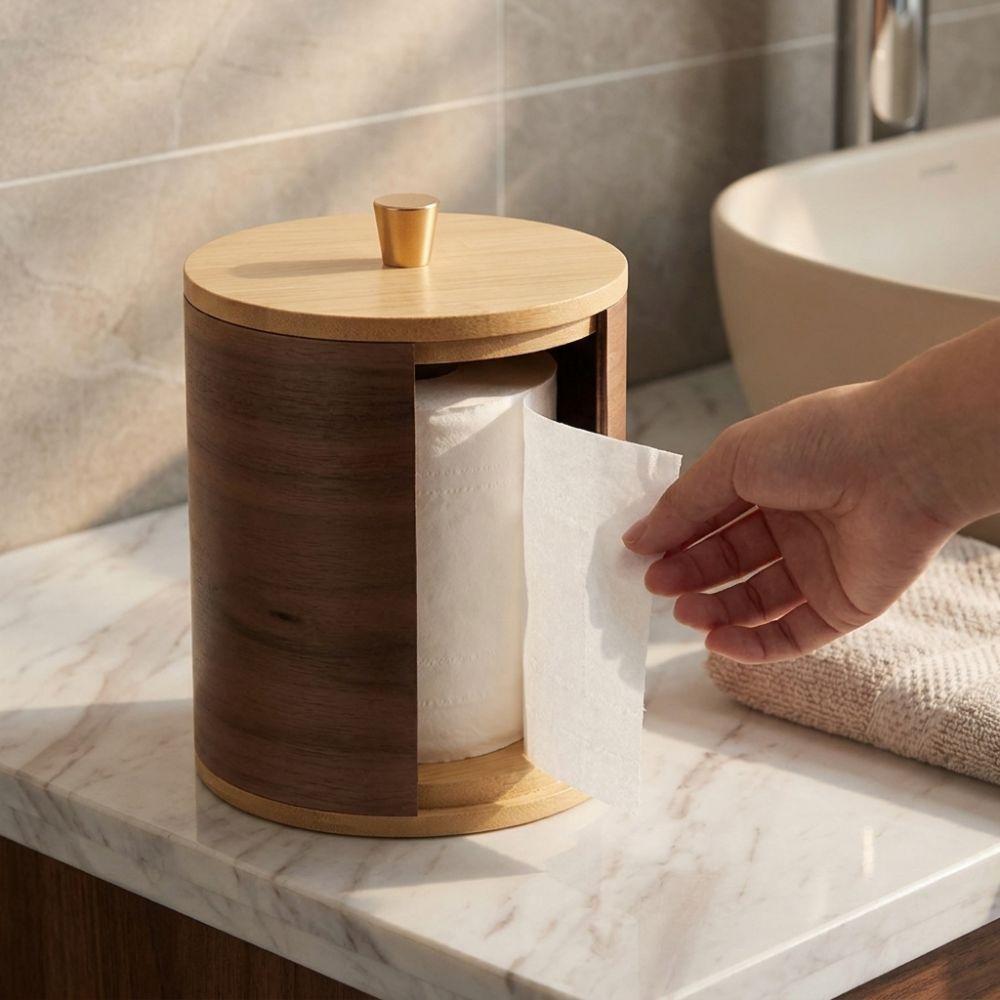 Wooden Tissue Storage Box Minimalist Toilet Paper Holder Roll Paper Dispenser Home