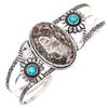 Turtela Jasper Gemstone Antique Silver Jewelry Cuff Bracelets 7''Adjustable