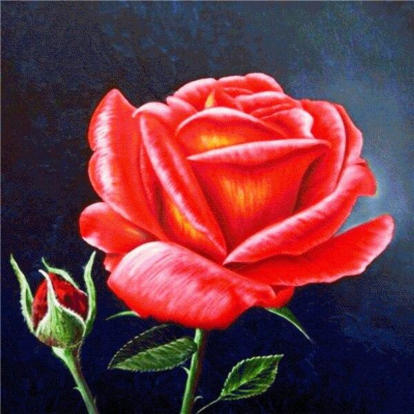 5D Алмазная мозаика "Роза" в ассортименте 50x50см