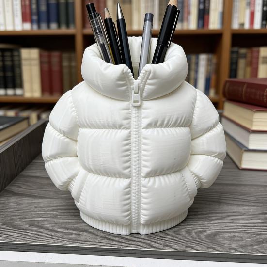 Down Jacket Pen Holder, 3D Printed Desktop Organizer, Lightweight Durable Matte Texture Pen Holder, for Students Dormitory Office