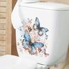 Colorful Butterflies Flower Toilet Sticker Removable Self-adhesive Waterproof PVC Living Room Wall Art Floral Bathroom Toilet Lid Decoration Decal