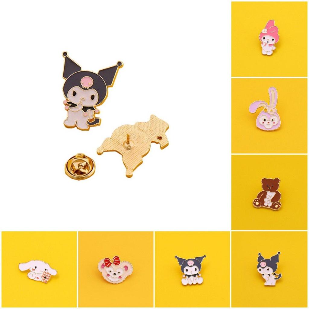Очаровательная металлическая мультяшная брошь Sanrio с кроликом Мелоди и Куроми для школьных сумок