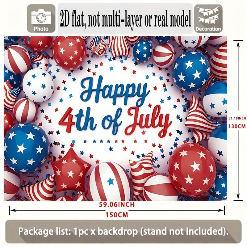 4th of July Birthday Banner, Patriotic Backdrop Wall Decor for Party