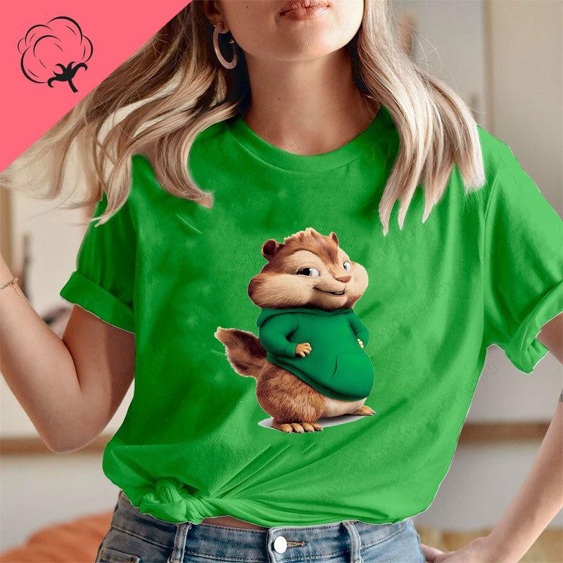 Hot Cartoon Alvin And The Chipmunks Anime Red Shirt Sp Movie Cotton Tee Tops Animation Adult Tshirt Unisex Clothes Unisex Shirts