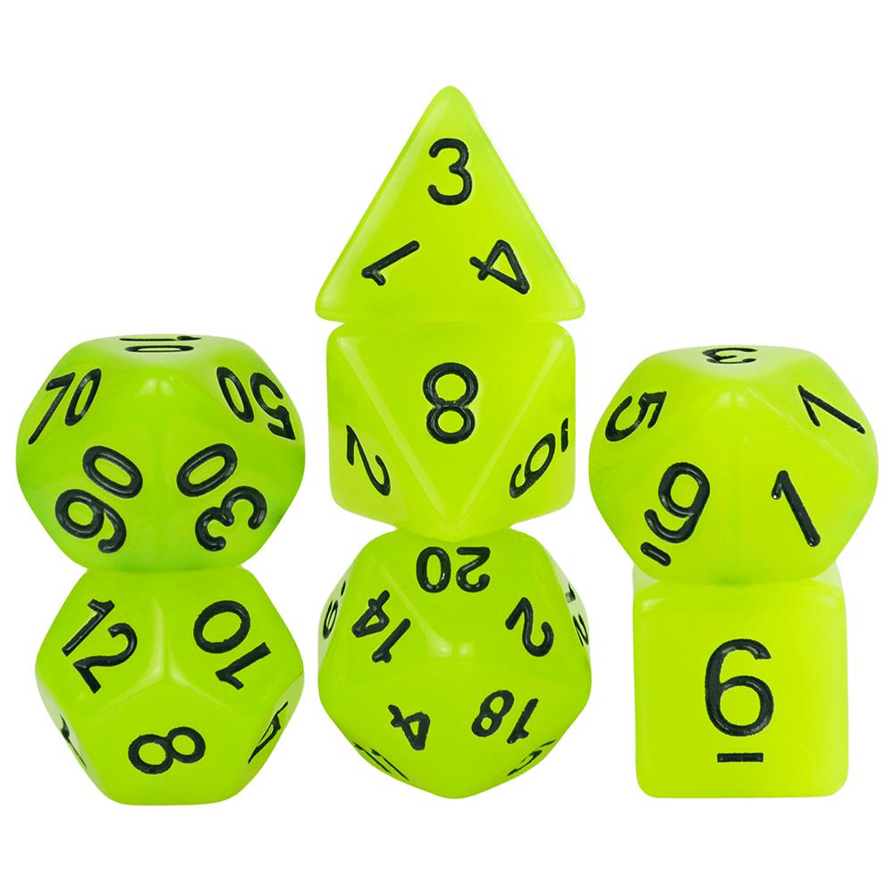 Glow In The Dark DND Dice, 7pcs Luminous Polyhedral Dice Set, Glowing D&D Dice for DND, RPG, Table Games